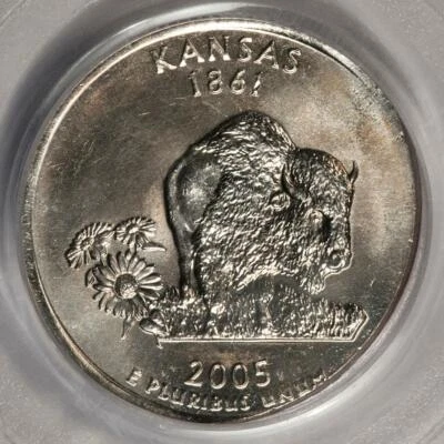 2005 D PCGS MS65 Struck On Elliptical Clip Planchet Kansas Quarter Mint Error - Image 1 of 4