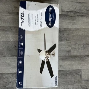 Harbor Breeze Coastal Creek 52Inches Brushed Nickel with Toffee/cocoa Blades NEW - Picture 1 of 5