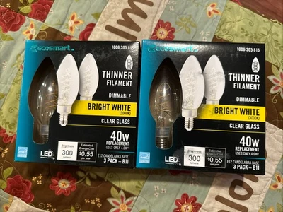 ECOSMART 40 Watt Bright White LED Dimmable E12 Candelabra Base B11, (2) 3 Packs - Image 1 of 2