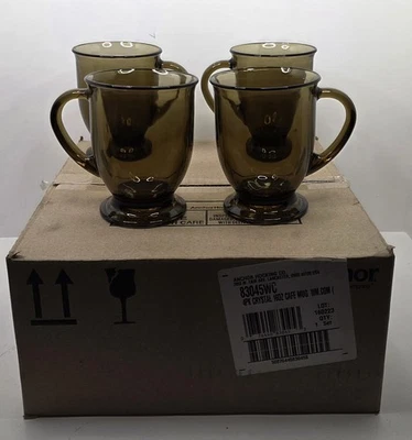 Taza de café marrón ámbar ahumado Anchor Hocking 83045WC 16 OZ - 4 piezas caja original Foto 1 de 4