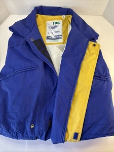 Vintage London Fog Jacket Mens Large Blue & Yellow Coat Insulated Full Zip/snaps - Picture 1 of 11