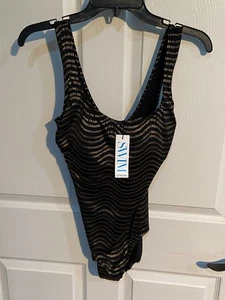 NWT Chicos Charmer Swimsuit sz 8~NEW WITH TAGS~NEW~BLACK /GOLD - Picture 1 of 7