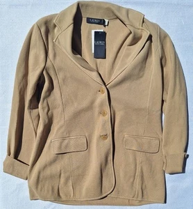 Lauren Ralph Lauren Cotton Blend Blazer Birch Tan Womens Size L NWT - Picture 1 of 7