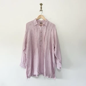 The Linen Press Popover Hemd Gr. 3XL Rosa Kragen Relaxed Smock Arty Sommer - Bild 1 von 9