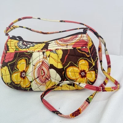 Vera Bradley Frannie 包黄油杯黄色花卉单肩包迷你钱包已停产 — 第 1/4 张图片