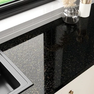 Black Marble Contact Paper for Countertops Waterproof Kitchen Backsplash Blac... - Picture 1 of 8