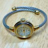 Vintage EXO Lady Wire Cuff Bangle Dual Tone Hand-Winding Mechanical Watch Hours
