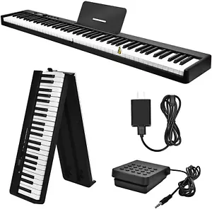 88 Key Fold Electric Piano Keyboard Portable Semi Weighted Full Size Key w/Pedal - Picture 1 of 22