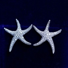 2 Ct Round Cut Simulated Diamond Starfish Stud Earrings 925 Sterling Silver
