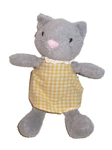 9" Baby Gund Mini Meadow Clove Kitty Cat Plush Gray Yellow Dress Stuffed Animal