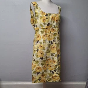 CAbi Summer Dress Yellow Roses Wedding Carol Anderson by Invitation Womens 14 - Picture 1 of 10