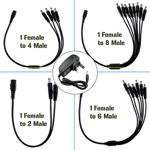 Cable divisor adaptador fuente de alimentación 12V 2A/5A 2/4/6/8 vías cámara CCTV/tira LED - Imagen 1 de 18