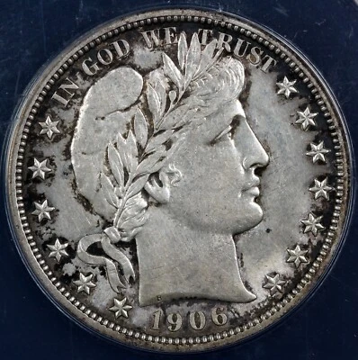 1906-D 50c Barber Half Dollar ANACS AU 53 Details Cleaned - Image 1 of 4