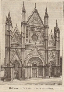 ORVIETO - FACCIATA DELLA CATTEDRALE - STAMPA XILOGRAFIA 12 X 9 CM DEL 1891 - Picture 1 of 1