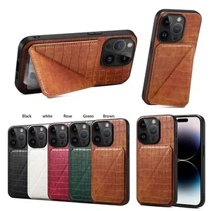 Card Slot Crocodile Pattern Back Phone Case For iPhone 13 14 15 Samsung Google - Picture 1 of 18