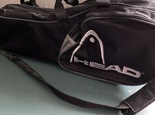 Vtg Head Tennis Racket CarryBag Double Zip Shoulder+Handles BlackwGray28”Long