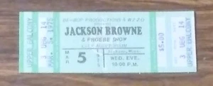 Jackson Browne Concert Ticket Stub - Mar 5, 1975 - Jackson, MS - Picture 1 of 1