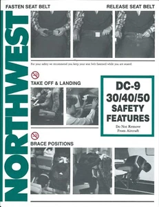 Safety Card - Northwest - DC-9 30 / 40 / 50 - c1990 (S4182) - Picture 1 of 1