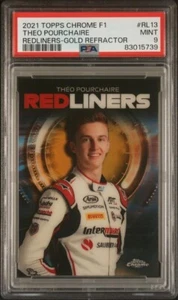 PSA 9 - /50 Theo Pourchaire #RL13 - Redliners - Gold - 2021 Topps Chrome F1 - Picture 1 of 2