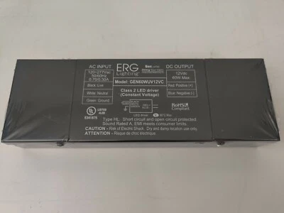 New ERG Lighting GEN60WUV12VC Electronic Class 2 Constant 60W LED Driver GenLume - Image 1 of 3