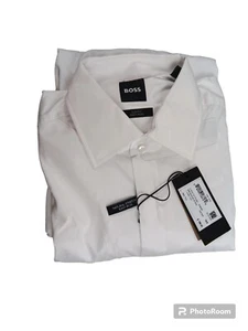 Hugo Boss Shirt Mens Size Medium 14.5 HANK Tux White Slim Fit Easy Iron Stretch - Picture 1 of 3