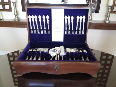 DuBarry by International Sterling Silver Flatware Service for 12 & Service Piece Cover