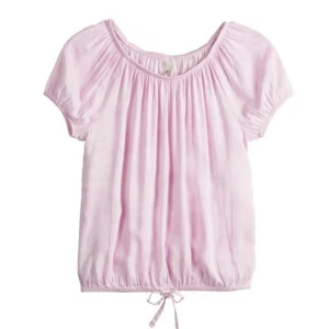 So Girls Puff Sleeve Top Large 10-12 Purple Tie Dye New with Tags Tie Front Cute - Picture 1 of 6