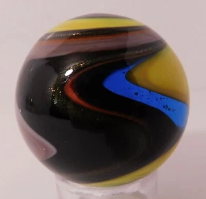 New Colorful Handmade Reverse Corkscrew Art Glass Marble - 39 MM = 1-9/16" Dia. - Picture 1 of 10