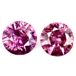 Certified 3.5mm Brilliant Cur Round Pink Sapphire Unheated 0.36ct Matching Pair - Picture 1 of 2