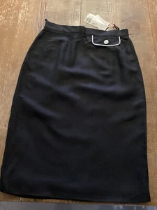 Vintage NWT Laurel Black Pencil Skirt With Faux Button Pocket Sz 36 - Picture 1 of 10