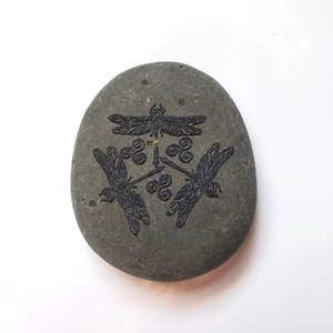 Celtic Dragonfly Triskelion Engraved Palm Stone, Free Personalization - Picture 1 of 4