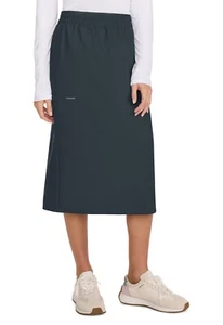 Cherokee Scrubs Women's Elastic Waist Skirt CK563A PWT Pewter Free Shipping - Picture 1 of 7