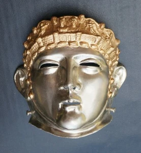 Römische versilberte Bronze Gesichtsmaske Helm Hippika Gymnasie Fahnenträger - Bild 1 von 12