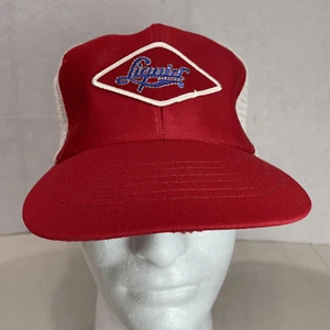 Vintage Liquid Hat SnapBack Adjustable Cap Trucker Style Red White Mesh - Picture 1 of 8