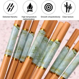 5 pares de palillos de bambú reutilizables chinos japoneses madera coreana L7D3 - Imagen 1 de 11
