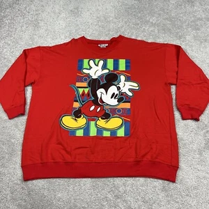 Vintage Mickey Mouse Sweatshirt One Size Red USA Made Disney 90s Pullover - Picture 1 of 14