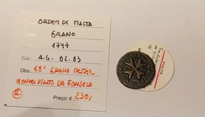 portugal - order of malta GRANO 1747 manuel pinto da fonseca - excelent conditon - Picture 1 of 3
