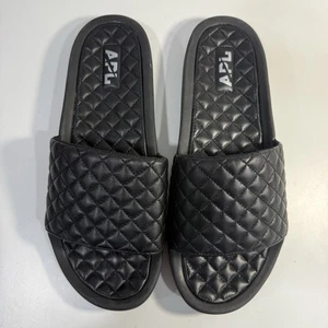 APL Lusso Athletic Propulsion Labs Slides Black White Quilted Sandals Men’s 11 - Picture 1 of 14