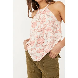 Free People We the Free Daisy Tank Tea Combo 100% Cotton Halter Floral Crop Side - Picture 1 of 11