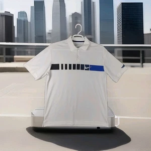POLO NIKE GOLF DRI-FIT SWOOSH BIANCO BLU UOMO XL OTTIME CONDIZIONI - Foto 1 di 16