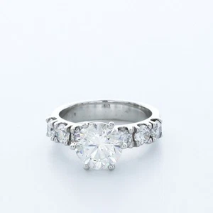 4.4CT Lab-Created Diamond D/VS1 Round Cut Platinum 6-Prong Wide Band Accent Ring - Picture 1 of 4