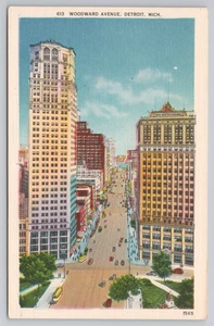 Postcard Vintage Woodward Avenue in Detroit, MI. - Picture 1 of 2