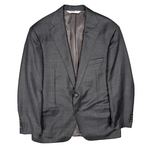 Samuelsohn Blazer Current Windowpane Wool Sport Coat Grey Canada 40 R - Picture 1 of 9