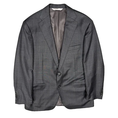 Samuelsohn Blazer Current Windowpane Wool Sport Coat Grey Canada 40 R - Image 1 of 4