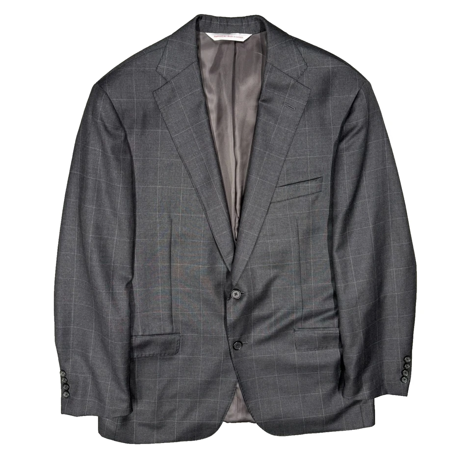 Samuelsohn Blazer Current Windowpane Wool Sport Coat Grey Canada 40 R - Image 1 of 4