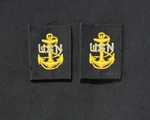 Mono de la Marina de los Estados Unidos Tarifa CPO/E7 (2) Coser Azul Suboficial Jefe USN - Imagen 1 de 1