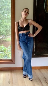 1980s Rick Beach for Patti Capelli Black Sequined Bra Top - Late 70s/Early 80s - Picture 1 of 19