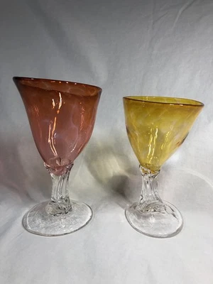 Whimsical ￼Wine Glasses. Hand Blown. At Least 20 Yrs Old Would Make Great Gift￼ - Image 1 of 4