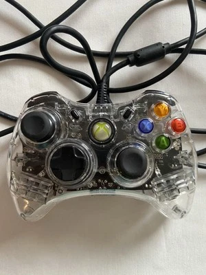 Xbox 360 Clear Blue Afterglow Wired Controller Model PL3702 Cord Inc Untested - Image 1 of 4