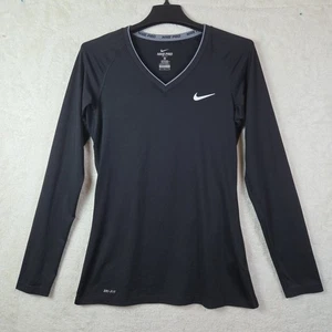Nike Pro Dri-Fit Top Uomo Activewear M/8-10 Nero Manica Lunga Scollo a V Slim Fit - Foto 1 di 9
